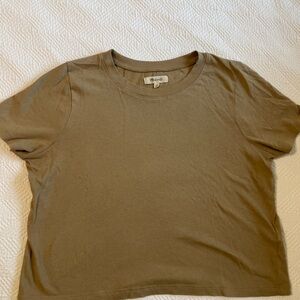 Madewell Tan Cropped T Shirt XS
